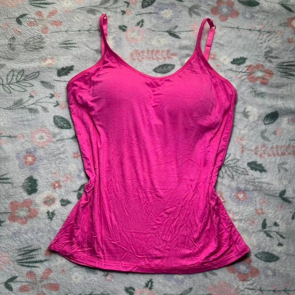 Y2K Hot Pink Camisole Tank Top S/M 2000s Mcbling Trashy Rave Festival Retro 90s